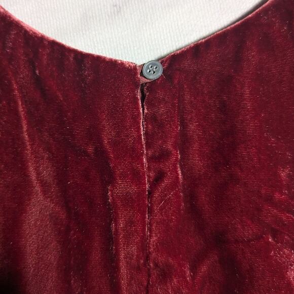 J. Crew Burgundy Red Velvet Back Button Sleeveless Shell Tank Top Sz 18 - Picture 3 of 7